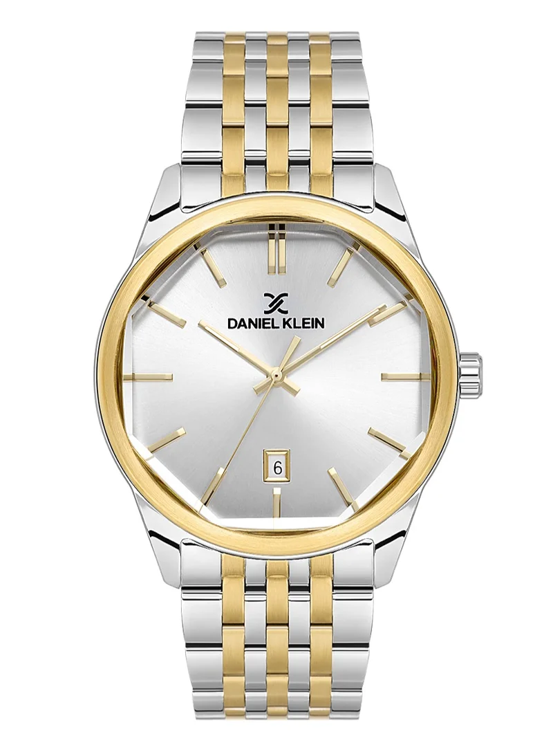 DANIEL KLEIN Men's Stainless Steel Silver and Gold Alloy Case Analog Silver Round Sunray Dial Japanese Quartz Premium 50 Meters Water Resistant